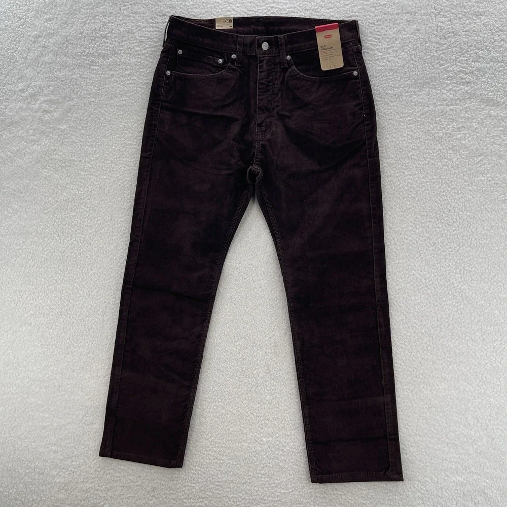 Levis Pant's Mens 32x32 Brown 505 Corduroy Pinwale Regular Fit Straight Preppy